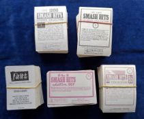 Trade stickers, 5 part / near sets all Rock & Pop Music related; 4 series by Panini, Smash Hits 1987