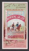 Cigarette card, Smith's, Advertisement card, type card for 'Smith's Morning Gallop Cigarettes'