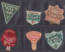 Tobacco ephemera, Ogden's, 6 attractive shaped cardboard retail box advertising miniature signs, all