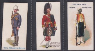 Cigarette cards, Gloag, three type cards, Home & Colonial Regiments, two cards Cape Mounted