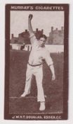 Cigarette card, Murray's, Cricketers (Series H, Brown front), type card, J.W.H.T. Douglas, Essex C.
