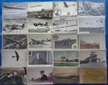 Postcards, Aviation, a selection of 30+ cards, with 'Quinzaine d'Aviation a Bruxelles' (4), airships