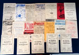 Football programmes, Blackpool FC, 1946-47, a collection of 19 home & away programmes, homes (5) v