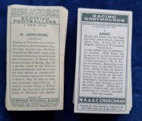 Cigarette cards, 2 sets, Churchman Racing Greyhounds, Mitchell Scottish Footballers (gen vg)