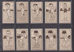 Cigarette cards, Hill, 2 sets, Famous Cricketers (series of 40), Caricatures of Famous Cricketers (