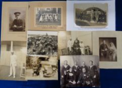 Photographs, various sizes., mostly WW1 military inc. wedding, hospital nurses and wounded, Princess