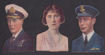 Trade cards, Schoolgirl's Weekly, Royalty, die-cut, set of three H & S portraits, Edward, George V &