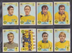 Trade cards, Panini Mexico 70, 12 cards, all Sverige; Team Group, Grip, Nordqvist, Axelsson,