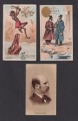 Cigarette cards, USA, Mrs G.B. Miller & Co, three 'X' size cards, Alphabet Cards (2 different 'E'