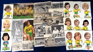 Norwich City F.C., a set of 12 George Keeling Norwich City Caricature Postcards (circa 1973),