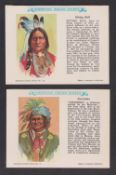Trade cards, USA, Colonial Bakery, American Indian Chiefs, 'X' size (as Red Man Chewing Tobacco) (