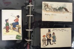 Postcards, Comic, a modern album of 120+ cards to include write-aways, u/b, many early, naval, cats,