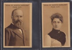 Cigarette cards, USA, Marburg Bros., Presidents, Statesmen, Actresses etc, 'X' size, two cards,