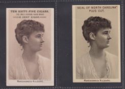 Cigarette cards USA, 5 cards, Spaulding & Merrick (Smoke Echo brand) Actors & Actresses (3), XL size