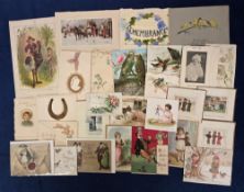 Ephemera, Greetings Cards etc, approx. 450 items, mostly 19thC greetings cards removed from scrap