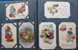Postcards, a mixed greetings/comic/children collection of over 200 cards in vintage album. Artists
