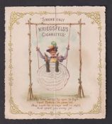 Cigarette card, Kriegsfeld, Metamorphic Folders, type, opens to reveal girl on swing (gd) (1)
