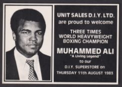 Boxing, Muhammed Ali, Three Times World Heavyweight Champion, a scarce promotional card for Ali's