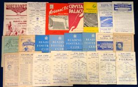 Football programmes, Reading FC, selection, 23 programmes, 1940's/50's, homes (14) & aways (9)