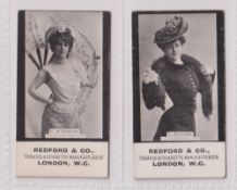 Cigarette cards, Redford's, Actresses, 'BLARM', two cards, E. d'Alencon & L. Barnard (gd) (2)