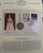 Stamps, Collection of coin covers housed in 2 albums with railway, car, bird and aviation stamps. (