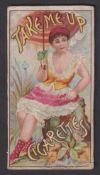Cigarette card, India, Star Tobacco Co, advert card? For 'Take-Me-Up Cigarettes' illustrated with