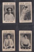 Cigarette card, Finlay, Our Girls, four type cards, ref. h170, picture nos 7, 20, 22 & 25 (all