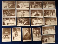 Boxing postcards, Joe Beckett v Georges Carpentier, a collection of 18 different photographic