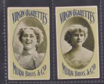 Cigarette cards, Japan, Murai, Beauties, portraits in oval, 'Virgin Cigarettes' at top, see CRB 188,