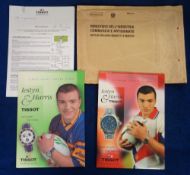 Rugby memorabilia, Tissot Swiss Watches, two different shop advertising counter display cards both