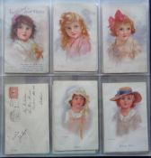 Postcards, Children, a selection, in modern album, of 150+ illustrated cards of children, mostly