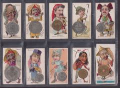 Cigarette cards, USA, Duke's, Coins of All Nations (set, 50 cards plus one colour variation, mixed