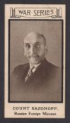 Cigarette card, Wilson & Co, Ely, War Portraits, type card, no 16 Count Sazonoff (gd) (1)