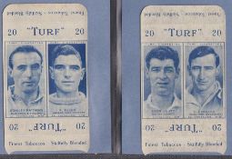 Cigarette cards, Carreras Turf uncut slides, Footballers, doubles (set 25 cards, 2 players per card)