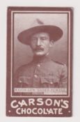 Trade card, Carson's Chocolate, Celebrities, type card, Major-Gen. Baden-Powell (gd) (1)