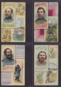 Cigarette cards, USA, Duke's, Histories of Generals, 'X' size, four cards, Gen. W.J. Hardee, Genl.