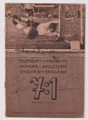 Football autographs, Hungary v England, 23 May, 1954, historical booklet published to celebrate