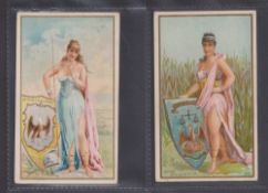 Cigarette card, USA, Gail & Ax Industries & States XL sized, 2 cards; Louisiana & Mississippi (about