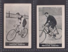 Cigarette cards, Cohen Weenen & Co, Heroes of Sport, Cyclists, two cards, G. Barder & Boquillon (gd)