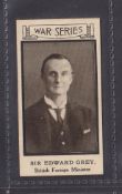 Cigarette card, T E Yeomans, War Portraits, type card no.4 Sir Edward Grey (gd)