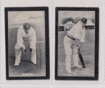Cigarette cards, Smith's, Champions of Sport (Blue back), Cricket, two cards, Lilley & Clement