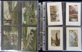 Postcards, Tucks, approx. 400 cards in 3 modern albums to include Wimbush, floral, children, deep
