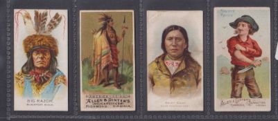 Cigarette cards, USA, 4 type cards, Allen & Ginter (3), Celebrated Indian Chiefs, Natives of the