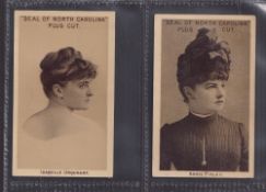 Cigarette cards, USA, Marburg Bros., Presidents, Statesmen, Actresses etc, 'X' size, two cards,