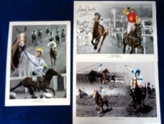Horse Racing Autographs, three large, colour photographic prints showing Richard Dunwoody, Willie