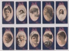Cigarette cards, USA, Lorillard's, Actresses - Burdick 252 (Red Bow on solid blue surround), ref.