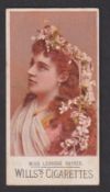 Cigarette card, Wills, Actresses (Type set back), type card Miss Leonore Snyder (Floral