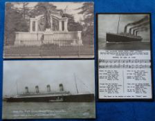 Postcards, Shipping, 3 Titanic cards inc. 'The Ill-fated White Star Liner Titanic' with musical