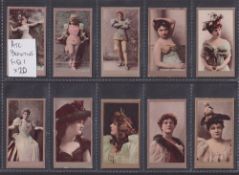 Cigarette cards, USA American Tobacco Co, Beauties Green Net Backs 61 cards, all different, Figure 1