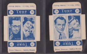 Cigarette cards, Carreras Turf uncut slides, Radio Celebrities 23/25 doubles 2 per card (missing 8/